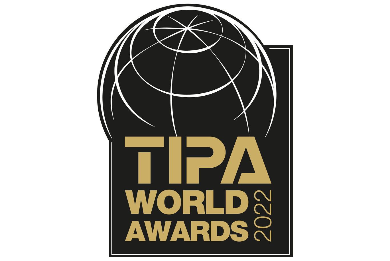 Logo för TIPA World Awards 2022 med glob och guldtext