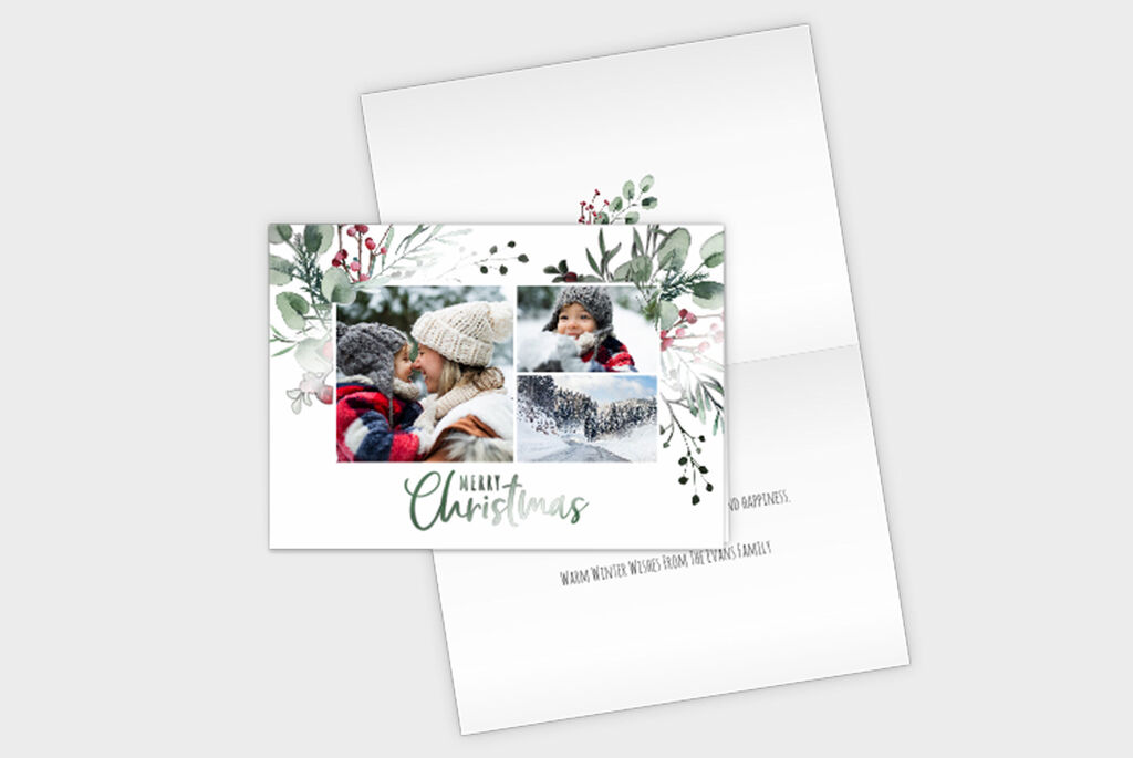 Två personer i varma vinterkläder kopplar av ute och önskar god jul.