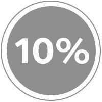 En grå symbol med siffran 10% i mitten för att representera en rabatt